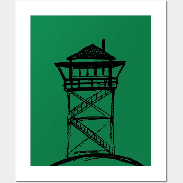 Forest Service Lookout Tower Sketch Wall Art by Doodl